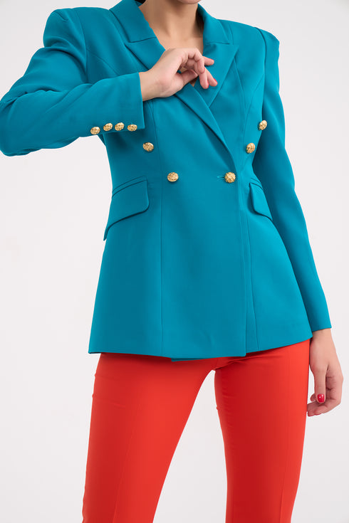 Button Front Detailed Double Breasted Jacket