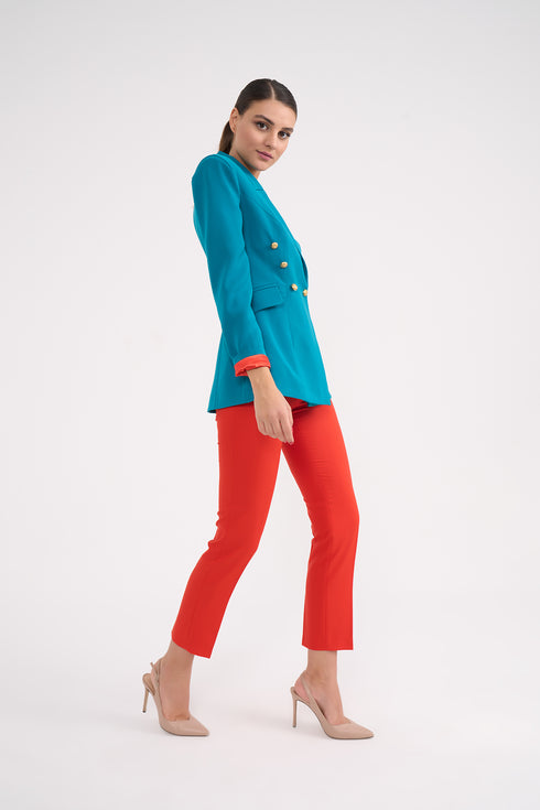 Button Front Detailed Double Breasted Jacket