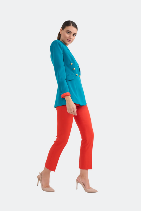 Button Front Detailed Double Breasted Jacket