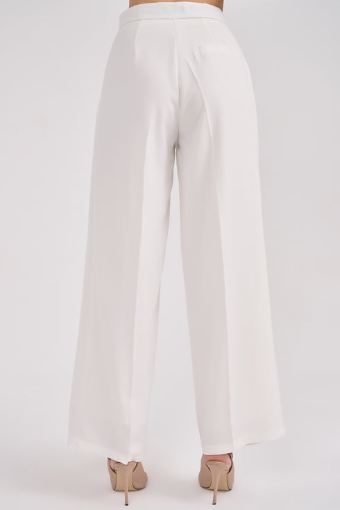 High Waist Pleated Straight Trousers