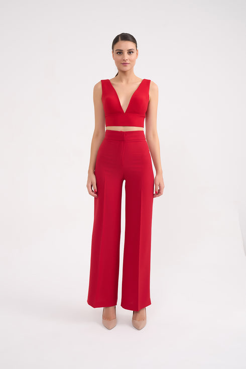 Hight Waist Straight Trousers With Thick Belt