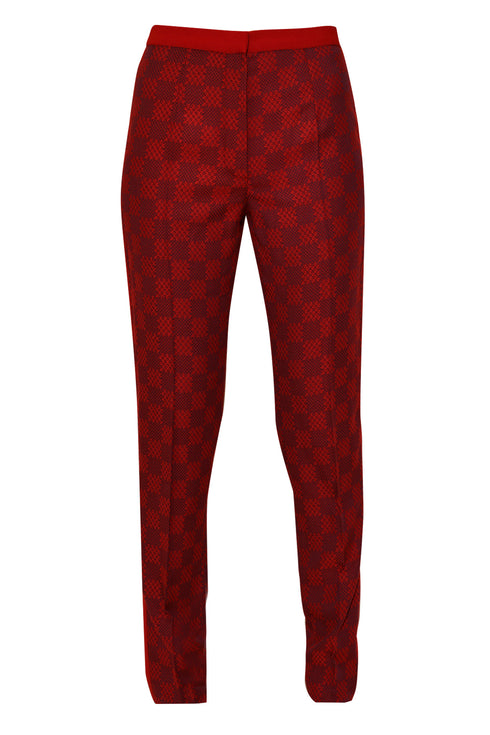 CHECKERED FABRIC CIGARETTE TROUSERS - Barrus London