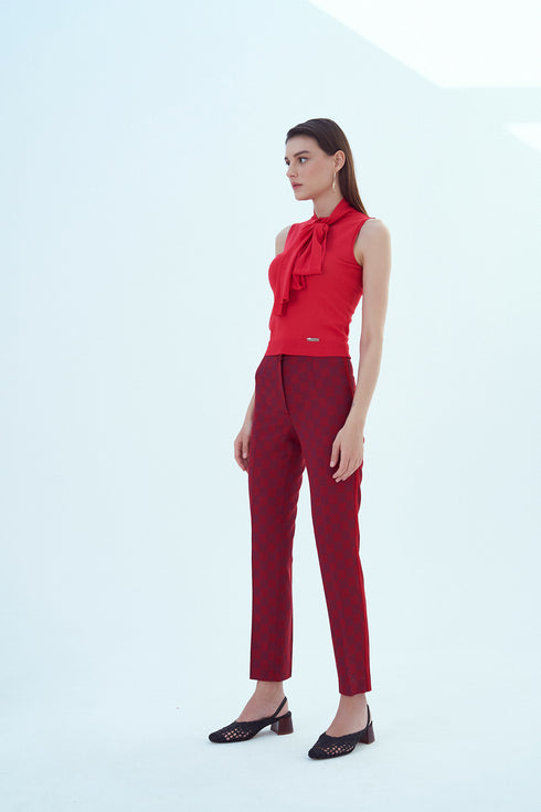 CHECKERED FABRIC CIGARETTE TROUSERS - Barrus London