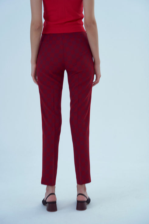 CHECKERED FABRIC CIGARETTE TROUSERS - Barrus London