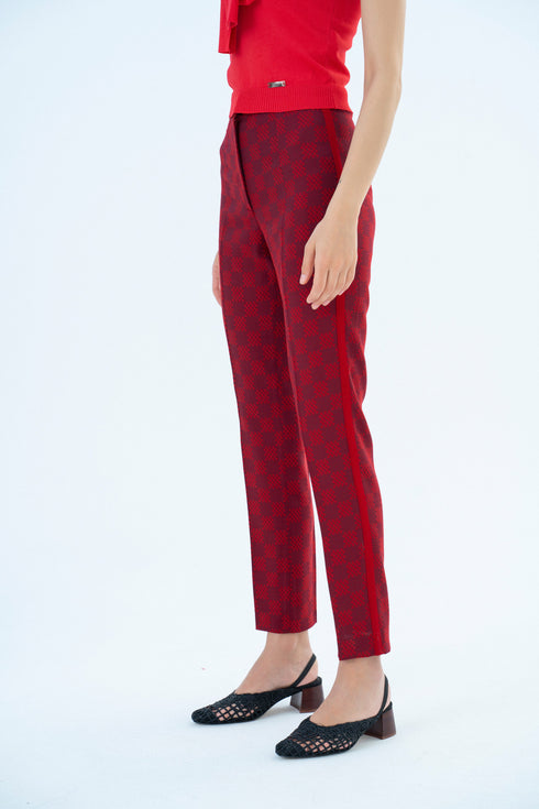 CHECKERED FABRIC CIGARETTE TROUSERS - Barrus London