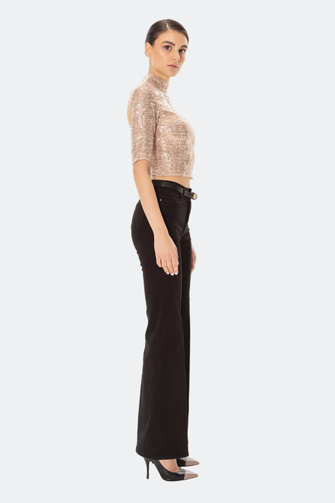 Nude Sequined Back Decollete Bustier