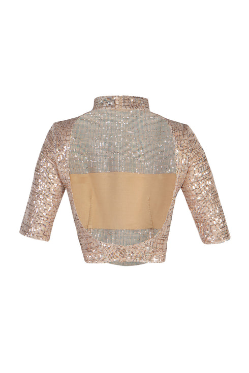 Nude Sequined Back Decollete Bustier