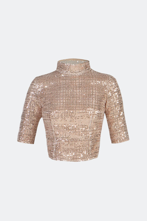 Nude Sequined Back Decollete Bustier