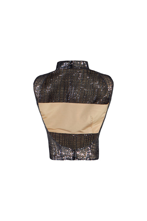 Black Sequined Back Decollete Bustier