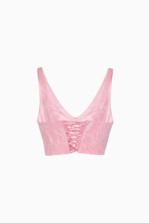 French Lace Plated V-Neck Top