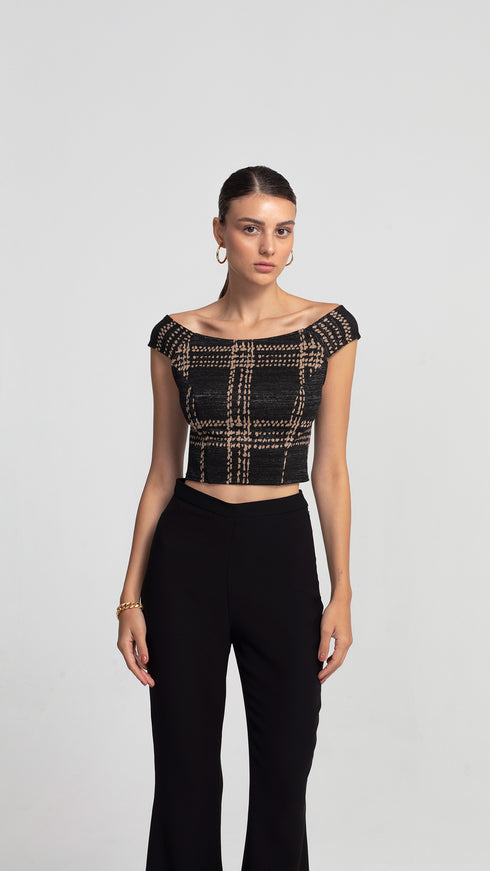 Low Shoulder Crop Top