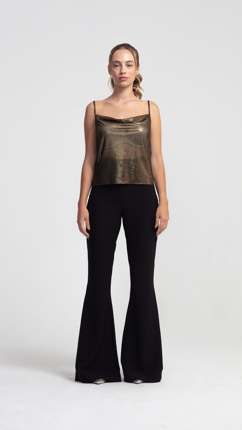 Cowl Neck Metallic Blouse