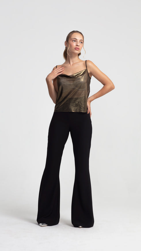 Cowl Neck Metallic Blouse