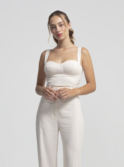 Linen Corset Style Crop Top