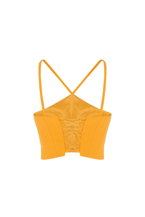Cross Strap Marigold Crop Top