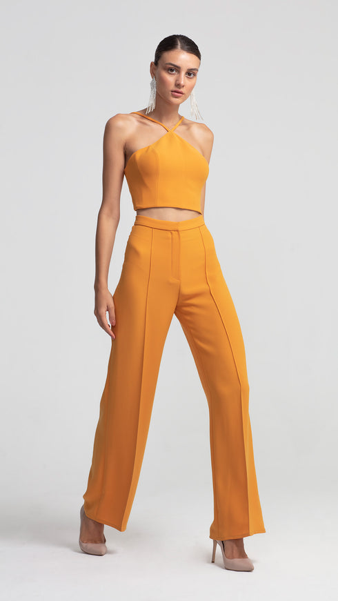 Cross Strap Marigold Crop Top