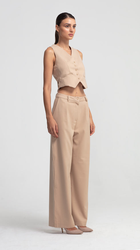 Camel Wide Leg Trousers