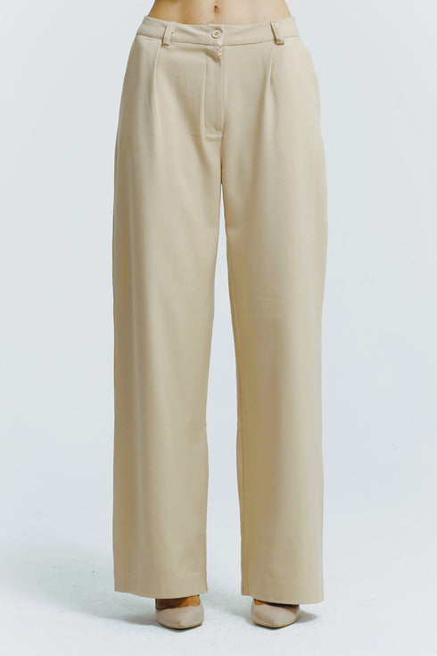 Camel Wide Leg Trousers