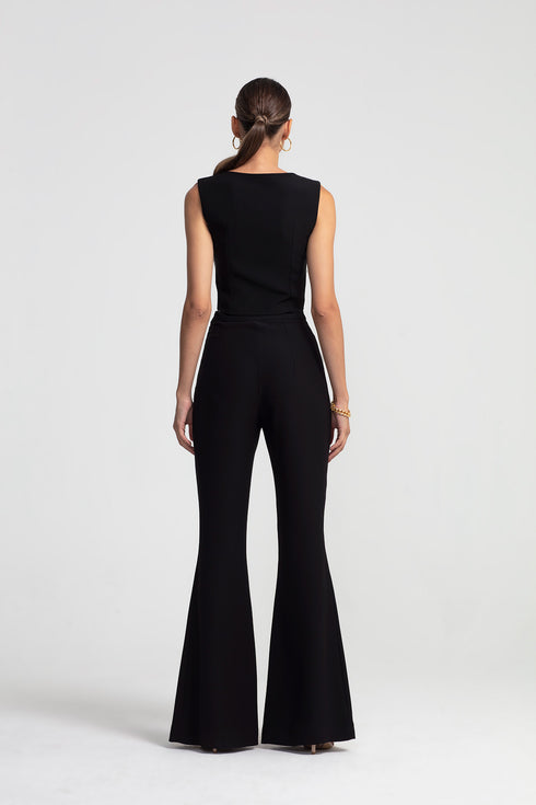Flare High Waist Black Trousers