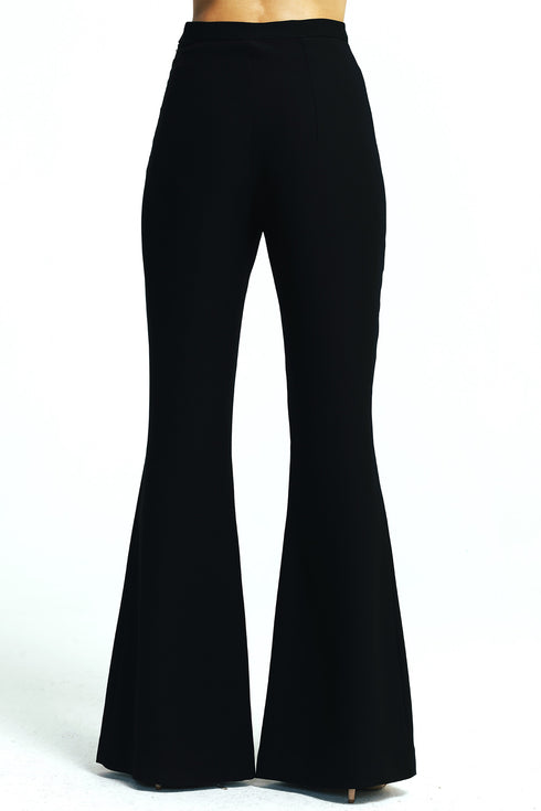Flare High Waist Black Trousers