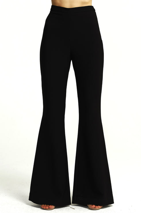 Flare High Waist Black Trousers