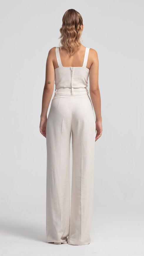 Soft Linen High Waist Palazzo Trousers