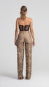 Elegant Gold-Black Lace Trousers
