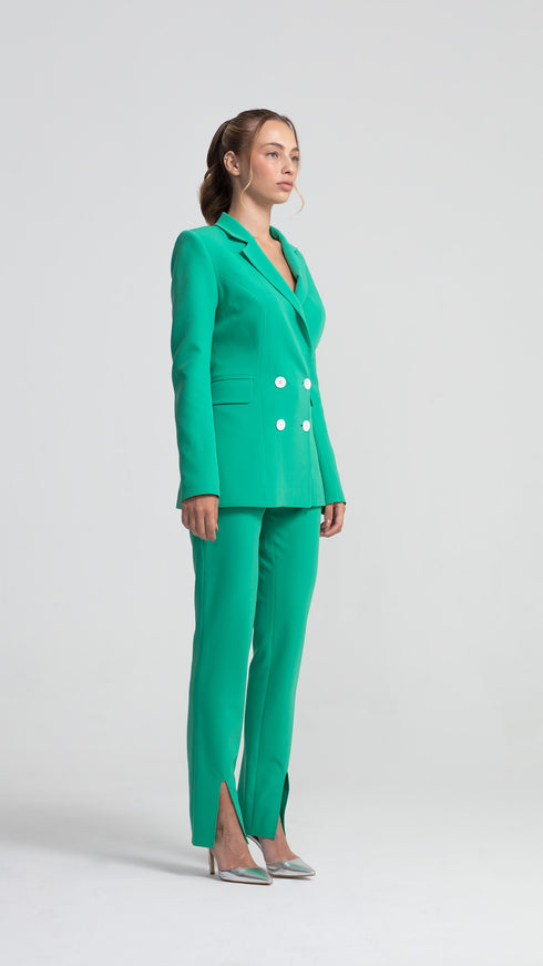 Jade High Waist Trousers With Slit Detail