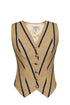 V NECK GOLD BUTTON DETAILS CROP VEST - Barrus London
