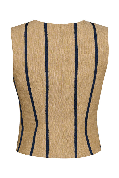 V NECK GOLD BUTTON DETAILS CROP VEST - Barrus London