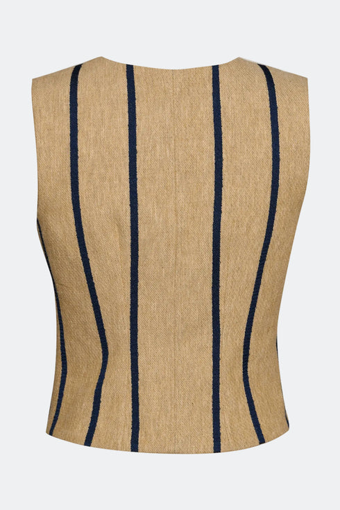 V NECK GOLD BUTTON DETAILS CROP VEST - Barrus London