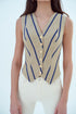 V NECK GOLD BUTTON DETAILS CROP VEST - Barrus London