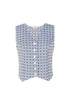 Patterned Blue Grey V-Neck Vest