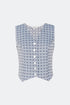 Patterned Blue Grey V-Neck Vest