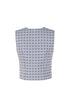 Patterned Blue Grey V-Neck Vest