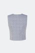 Patterned Blue Grey V-Neck Vest