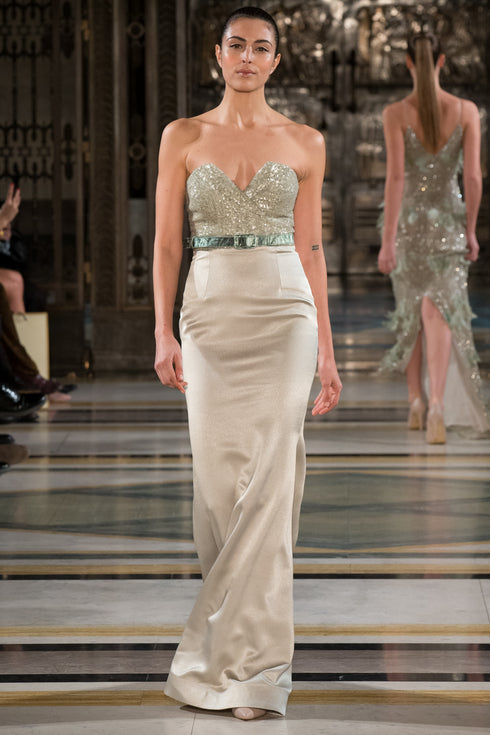 SILK DRESS WITH SEQUIN DETAIL - Barrus London