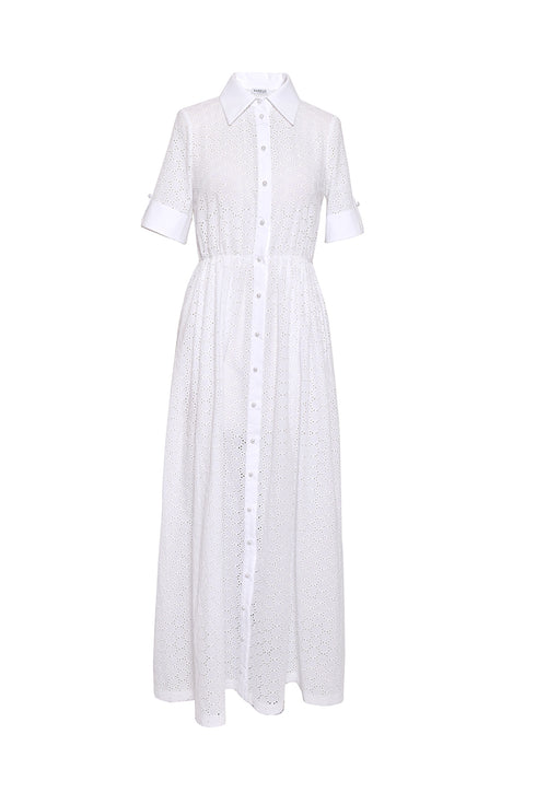 SHIRT DRESS WITH PEARL BUTTON DETAIL - Barrus London