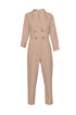 V NECK DOUBLE BREASTED JUMPSUIT POWDER - Barrus London