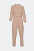 V NECK DOUBLE BREASTED JUMPSUIT POWDER - Barrus London