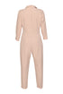 V NECK DOUBLE BREASTED JUMPSUIT POWDER - Barrus London