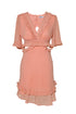 V NECK, MINI DRESS WITH RUFFLE DETAILED - Barrus London