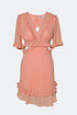 V NECK, MINI DRESS WITH RUFFLE DETAILED - Barrus London