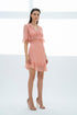 V NECK, MINI DRESS WITH RUFFLE DETAILED - Barrus London