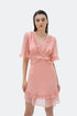V NECK, MINI DRESS WITH RUFFLE DETAILED - Barrus London