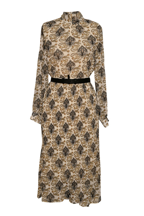 PLEATED SKIRT, LONG SLEEVES SHIRT DRESS - Barrus London