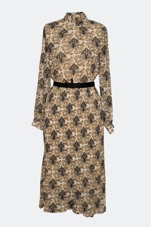 PLEATED SKIRT, LONG SLEEVES SHIRT DRESS - Barrus London