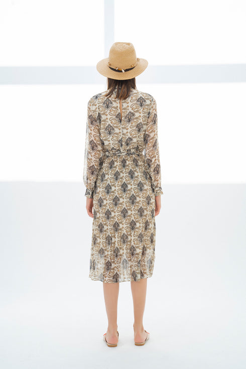 PLEATED SKIRT, LONG SLEEVES SHIRT DRESS - Barrus London