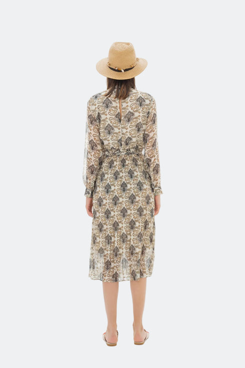 PLEATED SKIRT, LONG SLEEVES SHIRT DRESS - Barrus London