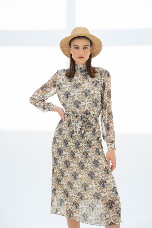 PLEATED SKIRT, LONG SLEEVES SHIRT DRESS - Barrus London